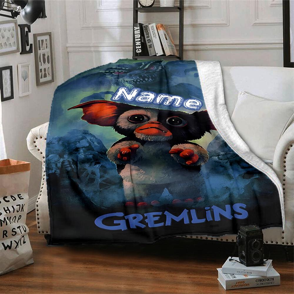 Gremlins Movie Poster Gizmo And Stripe Scene Four Seasons Blanket Customized With Your Name Lightweight And Warm Perfect Gift For Home Office Camping