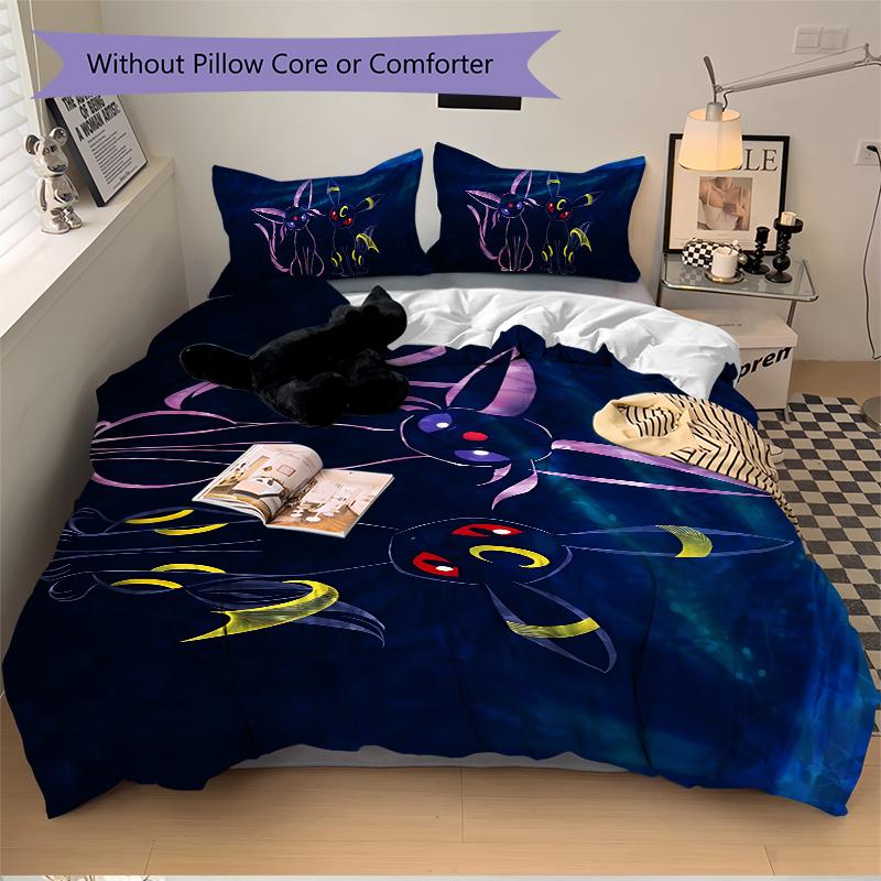 3Pcs Eevee Evolution Mystery Bedding Set Soft Fabric Duvet Cover Pillowcases Home Christmas Xmas Halloween Gift 1 Duvet Cover 2 Pillowcase Y1222