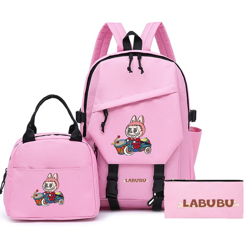 School Bag New Printing Three-piece Set School Bag Cartoon Rabbit Student Backpack Satchel Boys and Girls