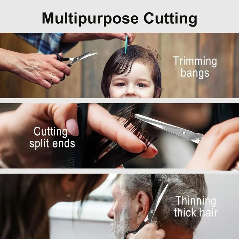 BEPAN 3pcs Hair Scissors Set Professional Barber Scissors Stainless Steel Hair Cutter Thinning Tools with Fine Tooth Comb Styling Tool