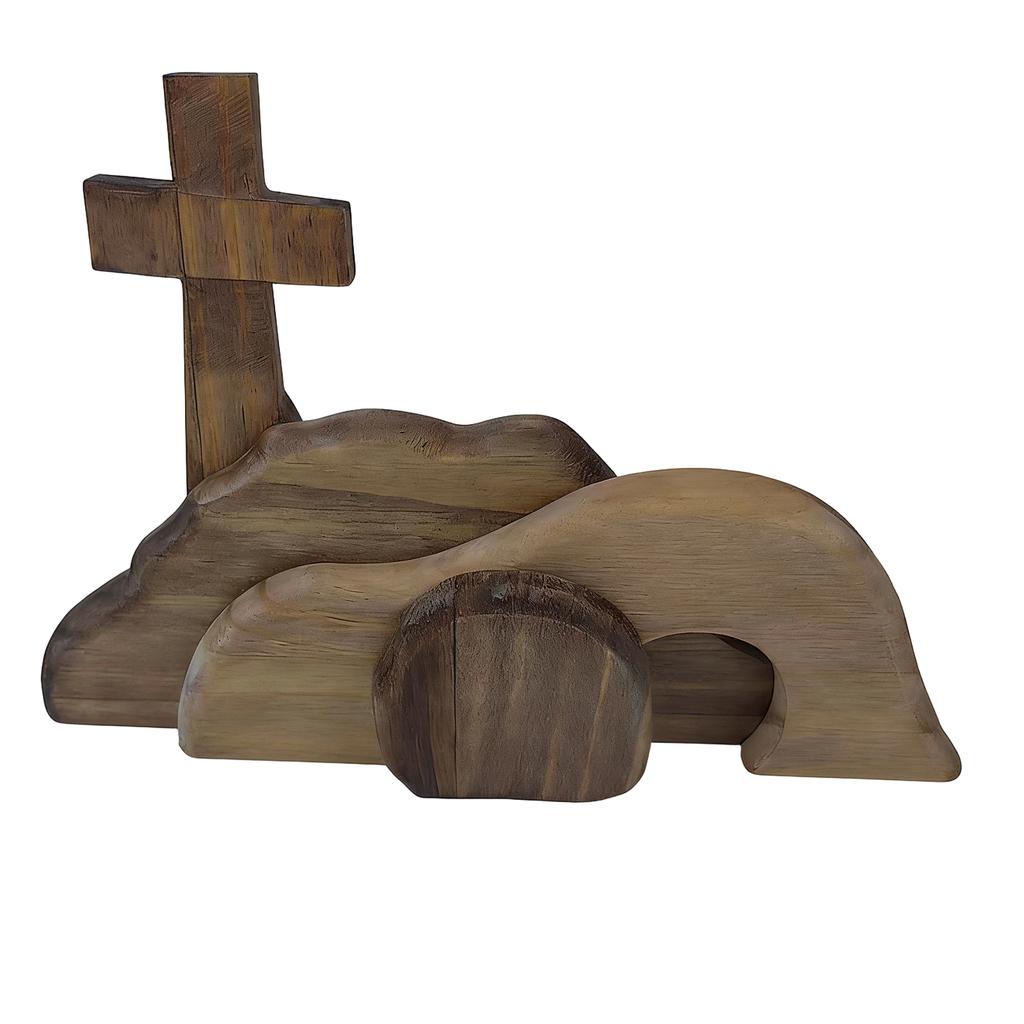 The Empty Tomb Easter Scene, Cross Decorations, Wooden Nativity Set, Decorations Religious Tomb Easter Kit Display For Home Four-piece Set