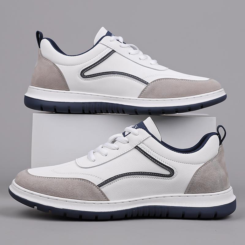 2026 New Lightweight Men Casual Leather Sneakers Non-slip Breathable Male Outdoor Running Shoes Lace Up Soft Sport Shoes
