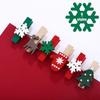 100PCS Christmas Wood Clips Christmas Tree Photo Clips Elk Gloves Snowflake Clothespins DIY Photo Pegs for Home Art Craft Decor