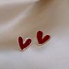 Red Dripping Oil Love Stud Earrings Personalized Fashion Simple Earrings Temperament Peach Heart Earrings