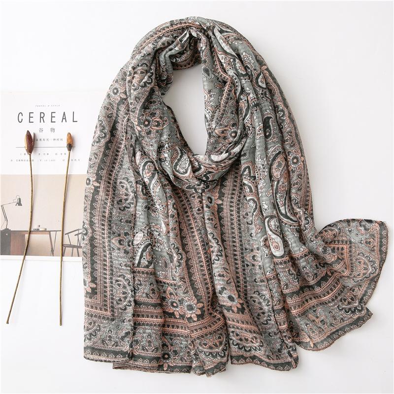 

Spain Luxury Fashion Retro Cashew Floral Viscose Shawl Scarf High Quality Wrap Pashmina Stole Bufanda Muslim Hijab Snood