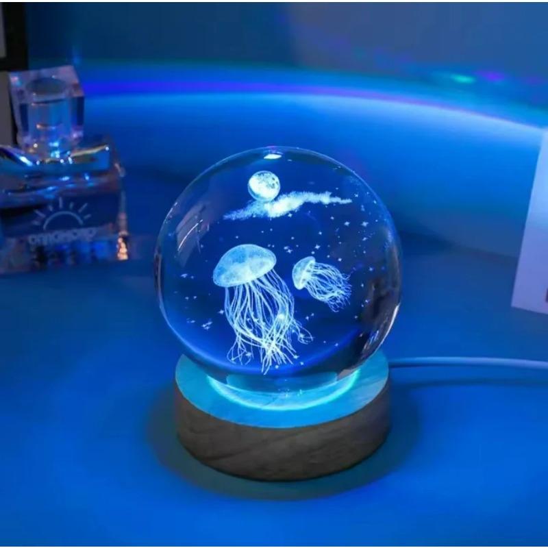 Umgebungslicht Saturn 3D Kugel Lampe Sonnensystem Kristallkugel mit Mehrfarbiger LED Lichtbasis Stimmungslicht Geschenke Geburtstag