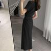 Hollow Design Summer Dress: French-Inspired Elegant Slimming Waist Hepburn Style Long Dress for Women