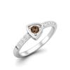3mm Round Smoky Quartz 925 Sterling Silver Solitaire Triangle Women Wedding Ring