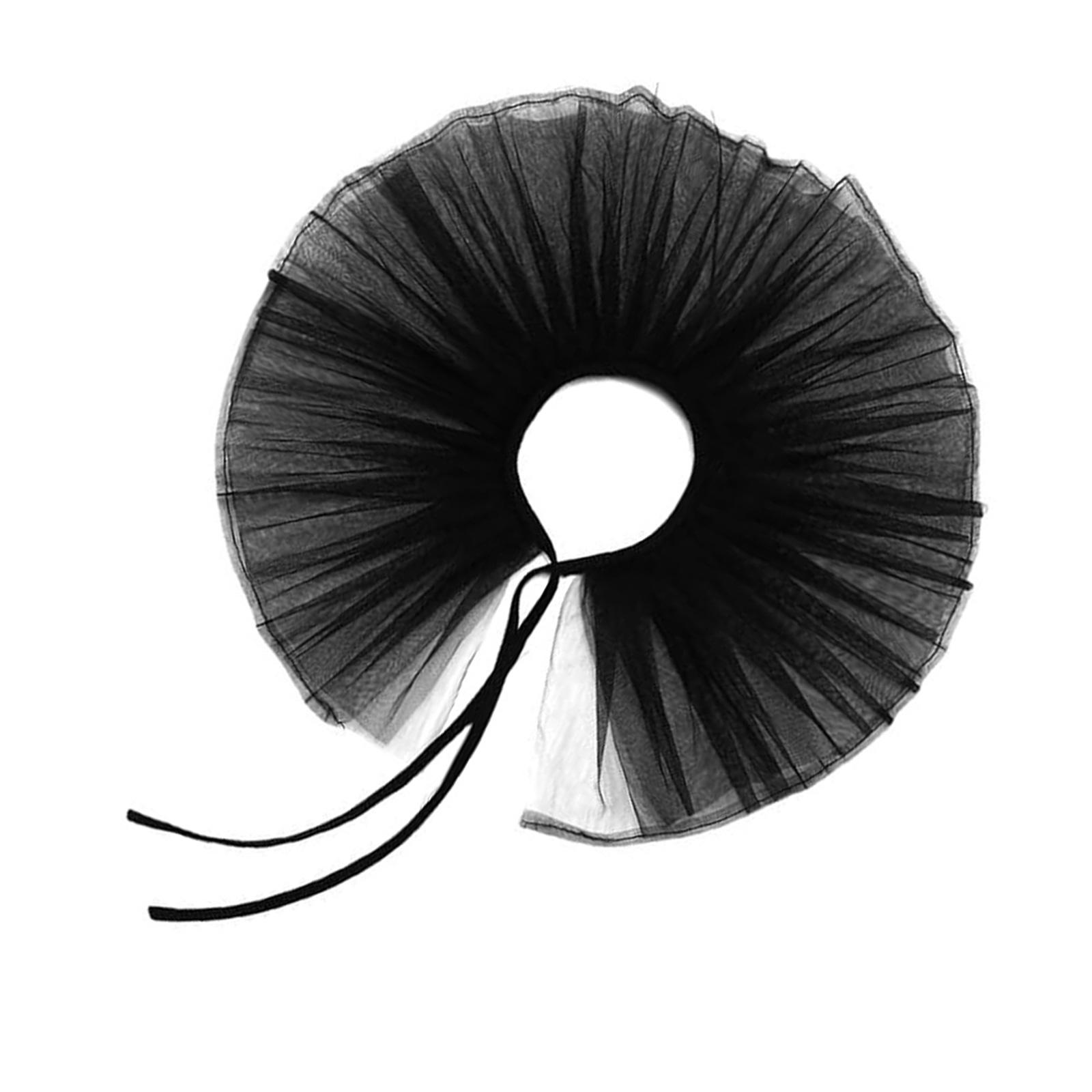 

Викторианский воротник с рюшами из тюля, ренессансный прозрачный воротник-стойка для рубашки, блузки, декоративный отложной ложный воротник чёрный