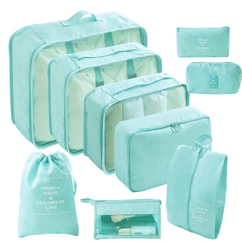 Eight-Piece Travel Storage Bag Set for Organizing Clothes