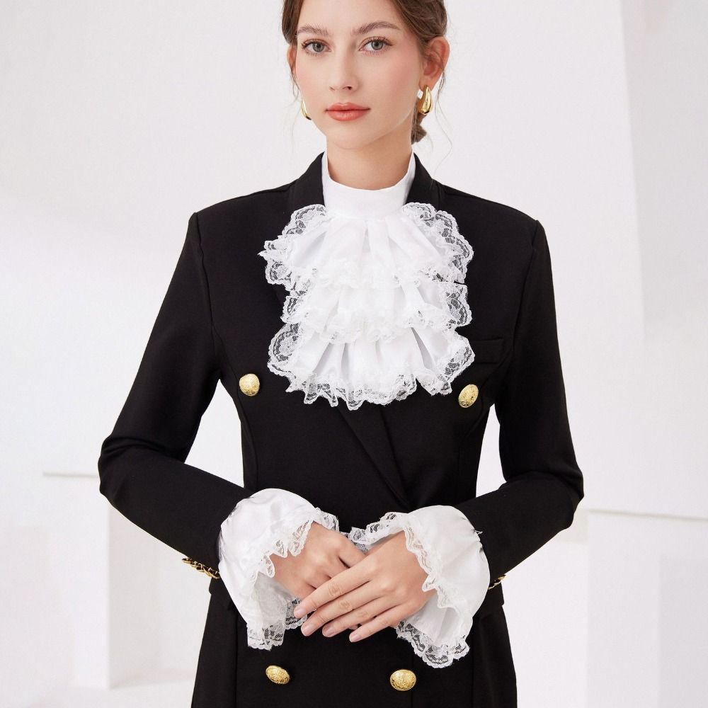 Chic Detachable Renaissance Collar Vintage Elegant Elizabethan Neck Ruff Victorian Costume Layered Ruffled Collar Cosplay