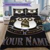 Benutzerdefinierter Name Everton FC Muster Bettwäsche Steppbett Set Steppbettbezug Kissenbezug Heimdekoration Geburtstagsgeschenk (1*Bettbezug+2*Kissenbezug ohne Füllung)