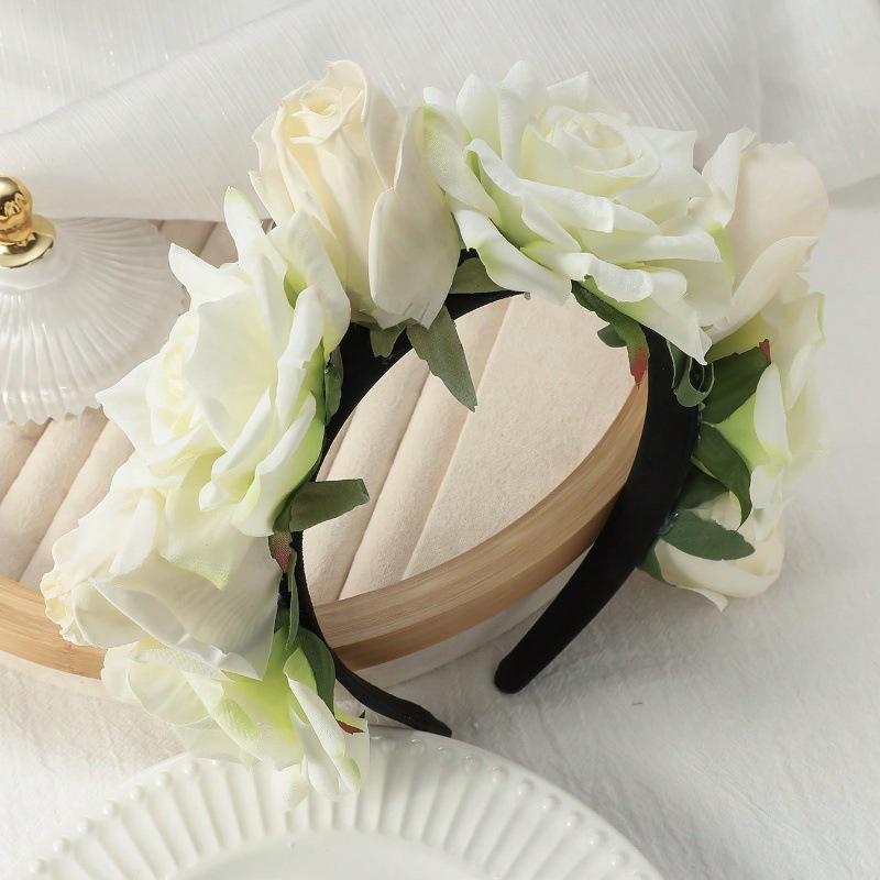 Romantic Bohemian Faux Rose Headband for Halloween Parties and Banquets