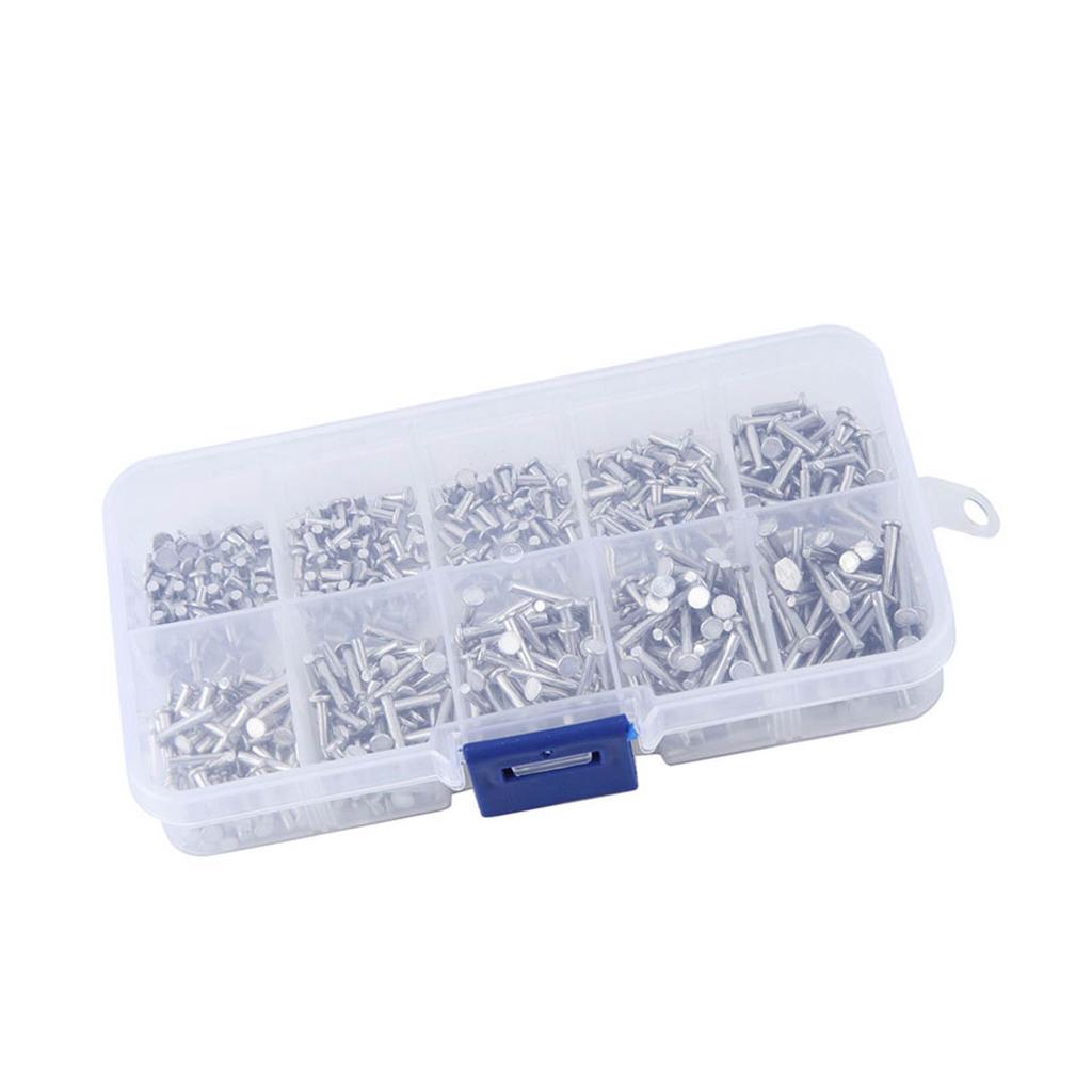 500pcs M2 Flat Head Aluminum Rivets Flat Head Solid Rivet 3mm 18mm Length