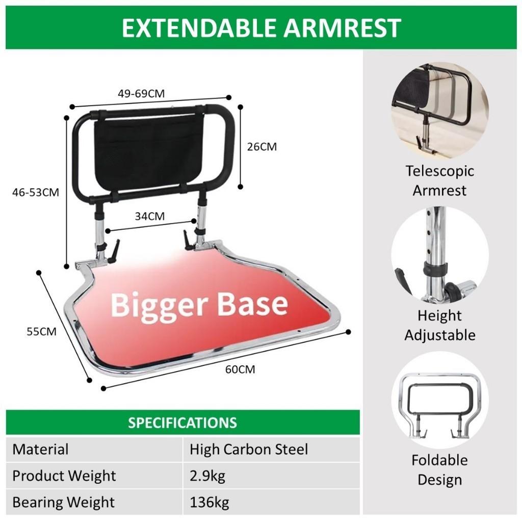 3-in-1 Foldable Bedside Grab Bar Elderly People Using Multipurpose Bedside Safety Handrail With Storage Pouch Bedside Handrail