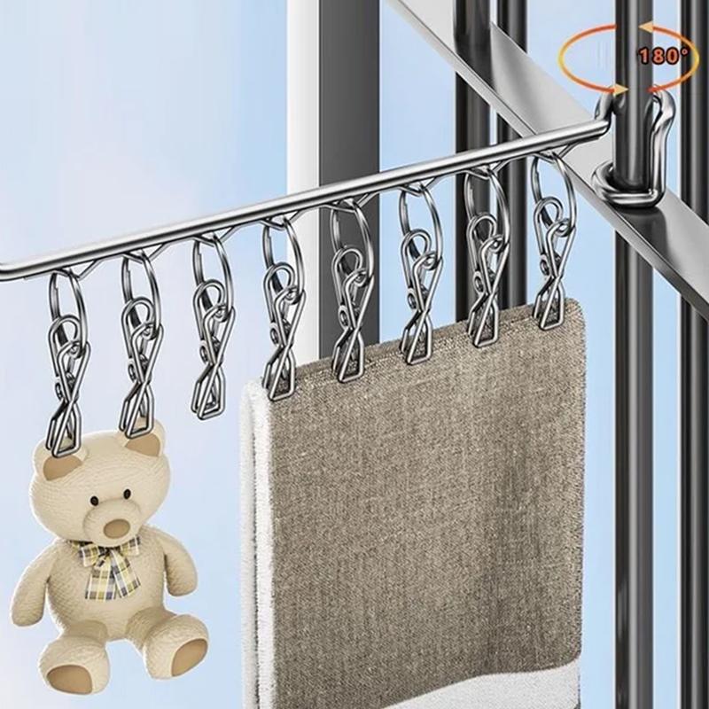 Stainless Steel Clothes Hanger Socks Rack Socks Drying Artifact Multifunctional Guardrail Clip-On Balcony Socks Rack Storage