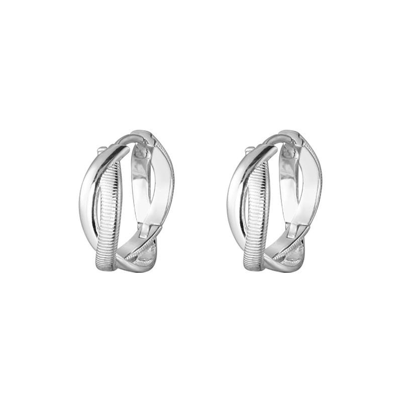 Asymmetrical Double Layer Cross Stripe Stud Earrings Women Sterling Minimalist Fashion Statement Jewelry 925 Sterling Silver