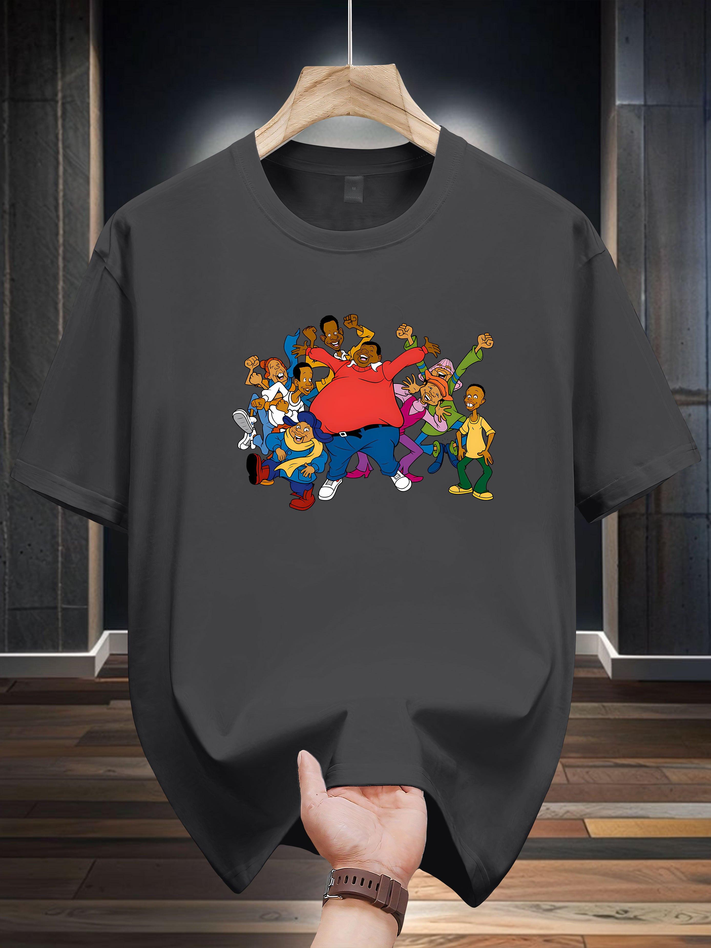 Casual Cotton T-shirt with Vibrant Cartoon Print - 200g L
