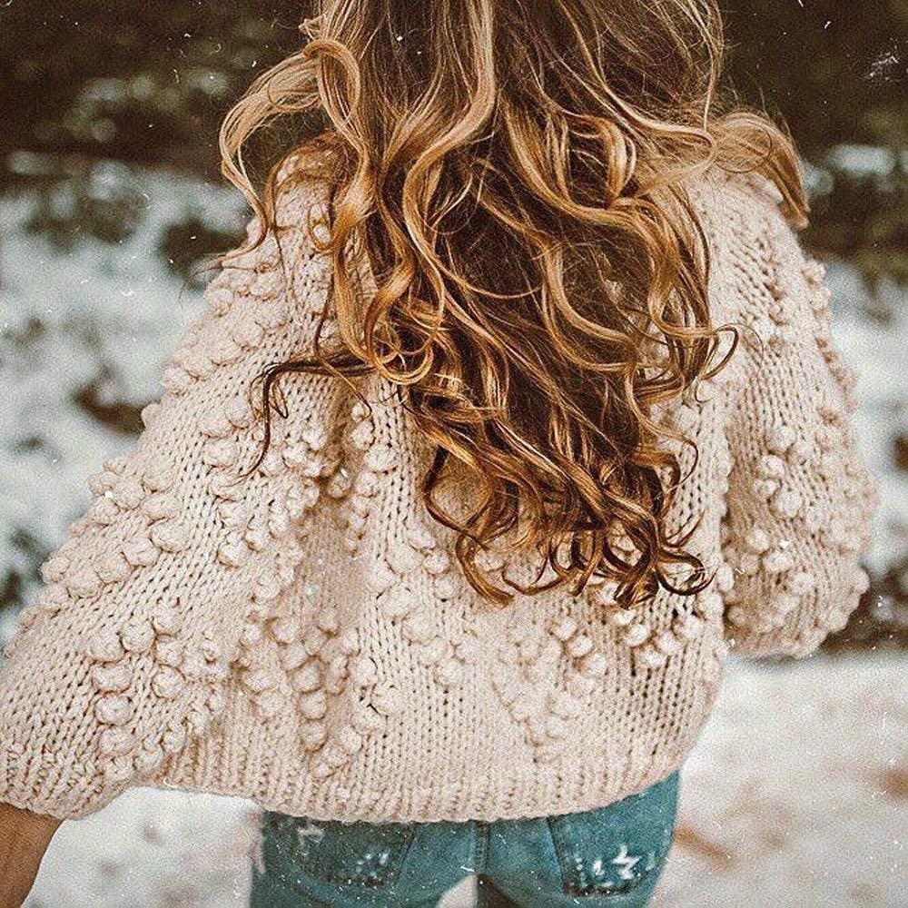 Chicwish Heart Knit Ivory Pom-Pom Cardigan,
