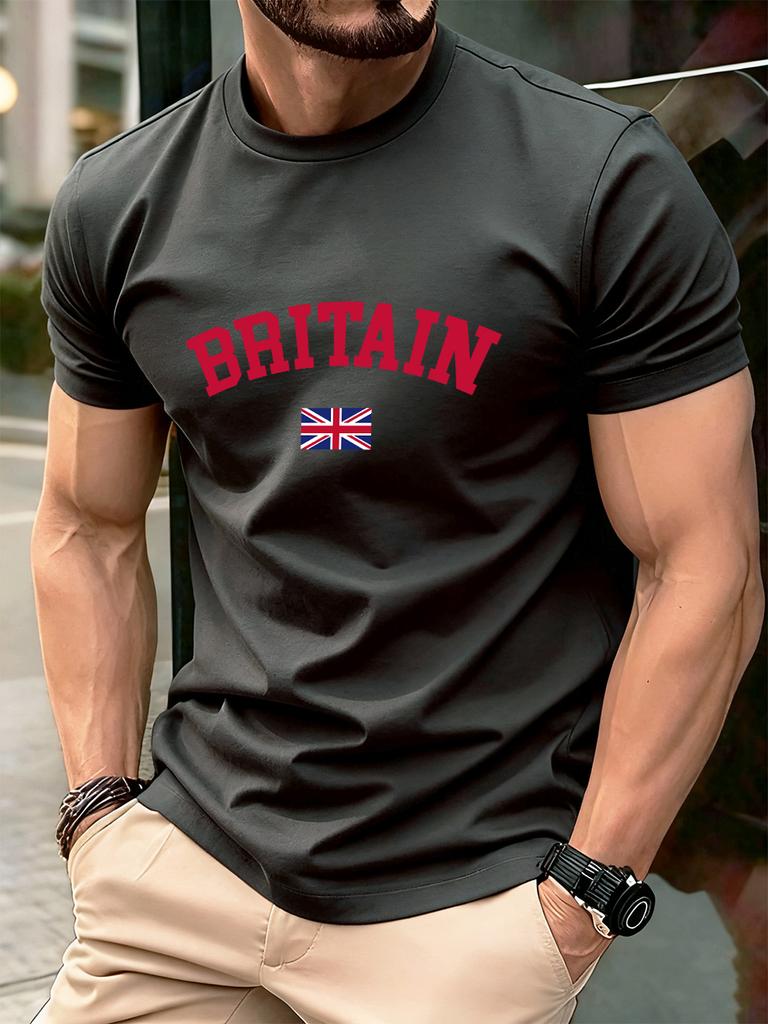 Britain Text With Flag Prints Cotton TShirts Men Summer Oversized ONeck T Shirt Comfortable Short Sleeve Tops Basic Clothes