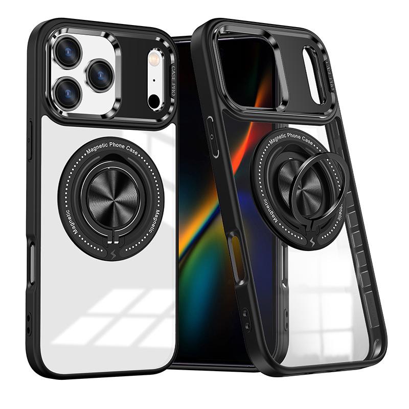 For IPhone17Pro Max Rotating Magnetic Stand 15 Mobile Phone Case for Apple 16 Transparent Mobile Phone Protective Case