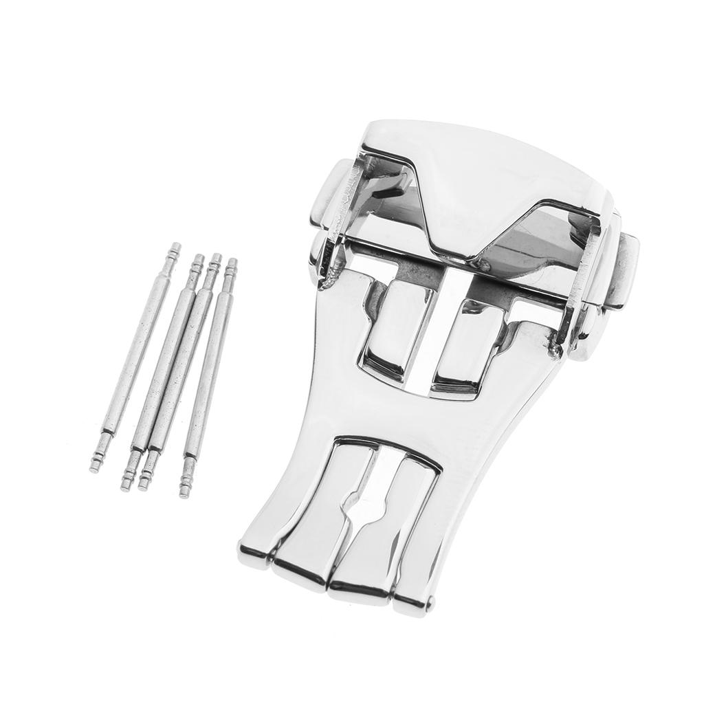 High Polished Silver Stainless Deployment Clasp for Watch Band Strap Buckle 18mm