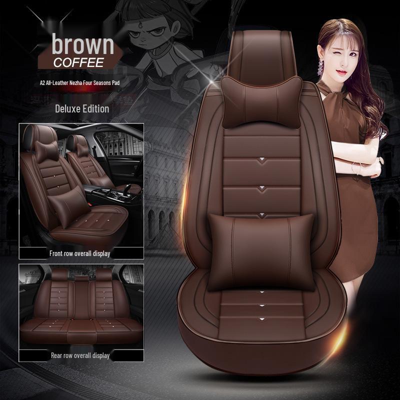 A2 Cartoon Full Leather Car Seat Cushion - New Devil Design