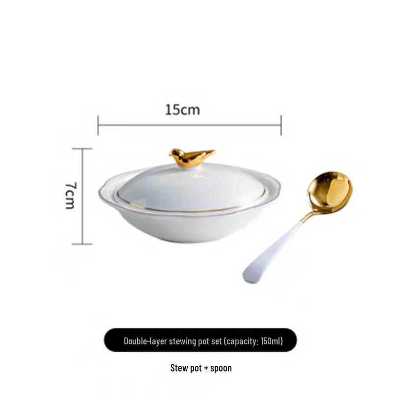 Керамические сервировочные наборы с крышкой Huazao Baijia LIU с золотой каймой With Spoon