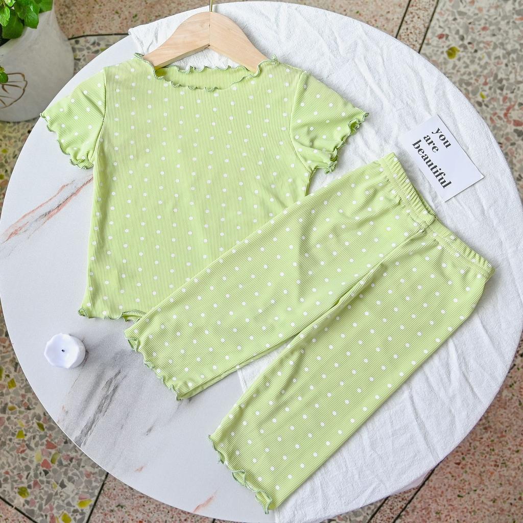 New Korean Home Clothes Baby Girls Summer Pajamas Suits Two-piece Flora Print Tshirt 1-8 Years Short Sleeve Tops+Short Pants
