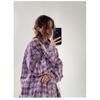 Blackbb Women's Tie-Dyed Plaid Shirt, 24 Spring and Autumn New Loose Casual Lazy Coat