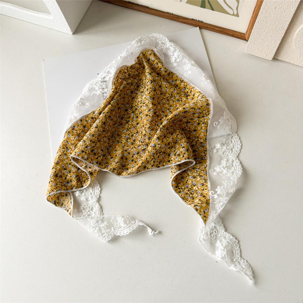 Ins Lace Floral Hair Scarf Women Triangle Bandana Hair Band Strap Hair Bag Headscarf Hat Travel Po Headband Turban Accessory