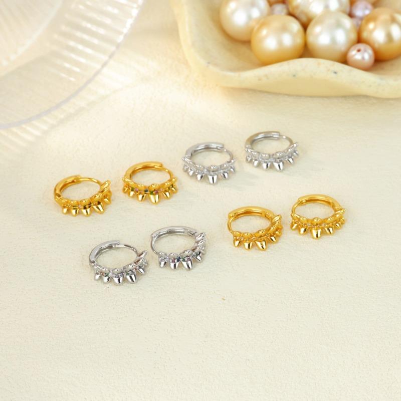 Temperament Micro-inlaid Zircon Flower K Gold-plated Stud Earrings High Fashion Exquisite Earrings Retro Personality Trend Earrings
