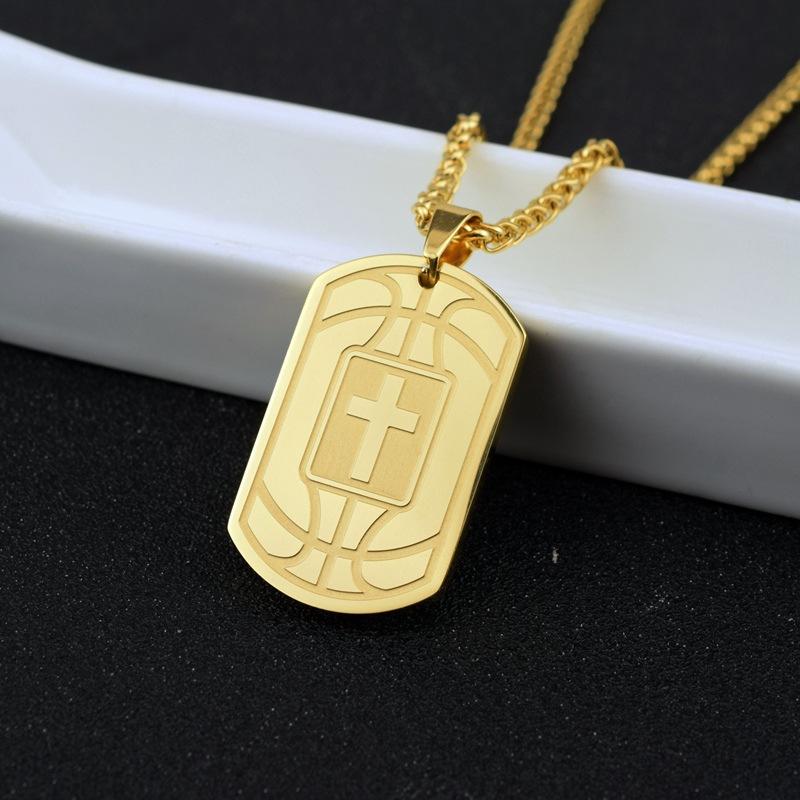 Titanium Steel Military Brand Necklace European and American Cross Basketball Scripture Sports Necklace