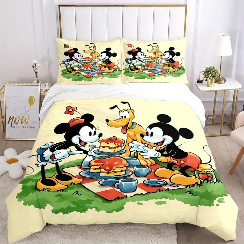 3pcs Mickey and Friends at Picnic Bedding Set Includes 1 Quilt Cover and 2 Pillowcases, Comfortable B060