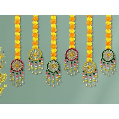 Fluffy Flowers Hanging for Home & Office Decoration  Diwali Decoration Items for Home Decor  Artificial Flowers for Decoration Pack of 6 Plastic;Wool