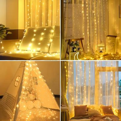 3m USB LED Copper Wire Curtain Light: Eight-Function Multicolor Christmas String for Festive Decor.