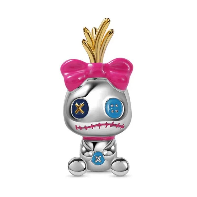 925 Silver Stitch Dumbo Mickey Snow White Charms Beads Fit Bracelet DIY Accessories Gifts