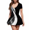 Women's Fashion Sexy Printing Short Sleeve Round Neck Bubble Hem  Dress