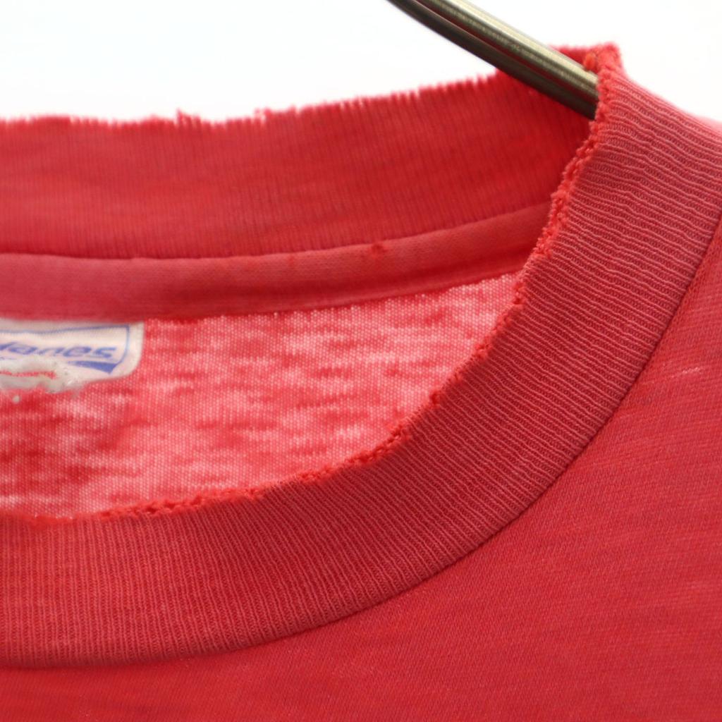 Hanes 80s 90s BEEFY-T USA made old Short sleeve T-shirt L Single stitch Men's Used