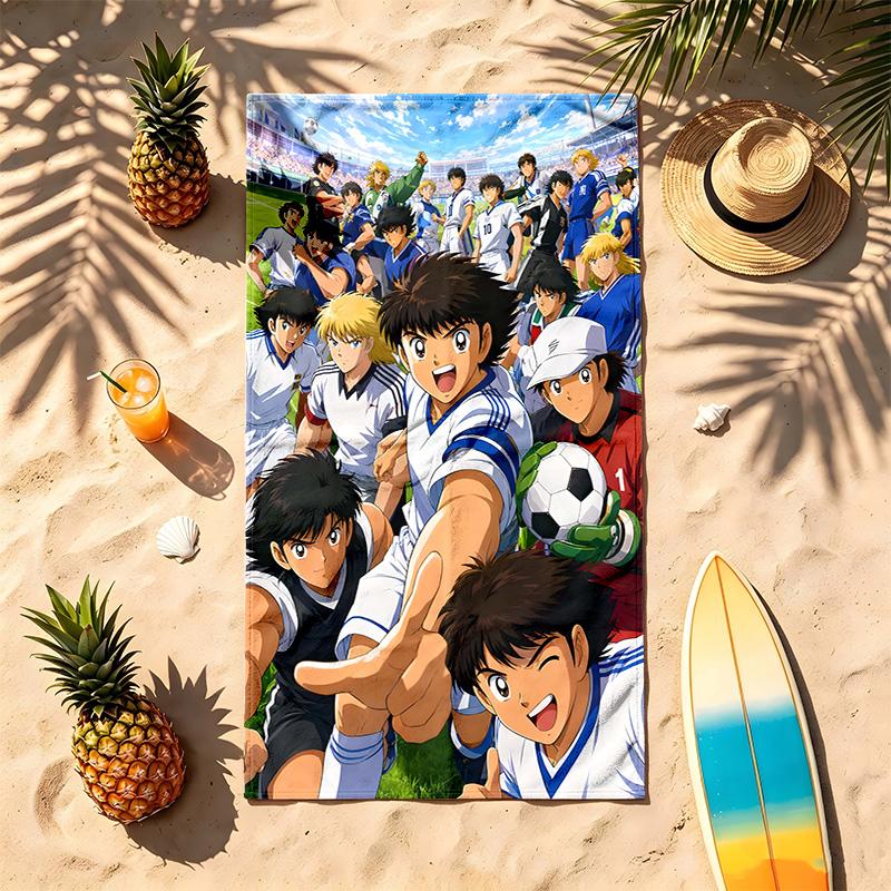 Capitán Tsubasa (1) Toalla de Playa Temática Resistente a la Arena Suave Y Cómoda Adecuada Para la Piscina Camping Yoga Y Buceo Un Viaje