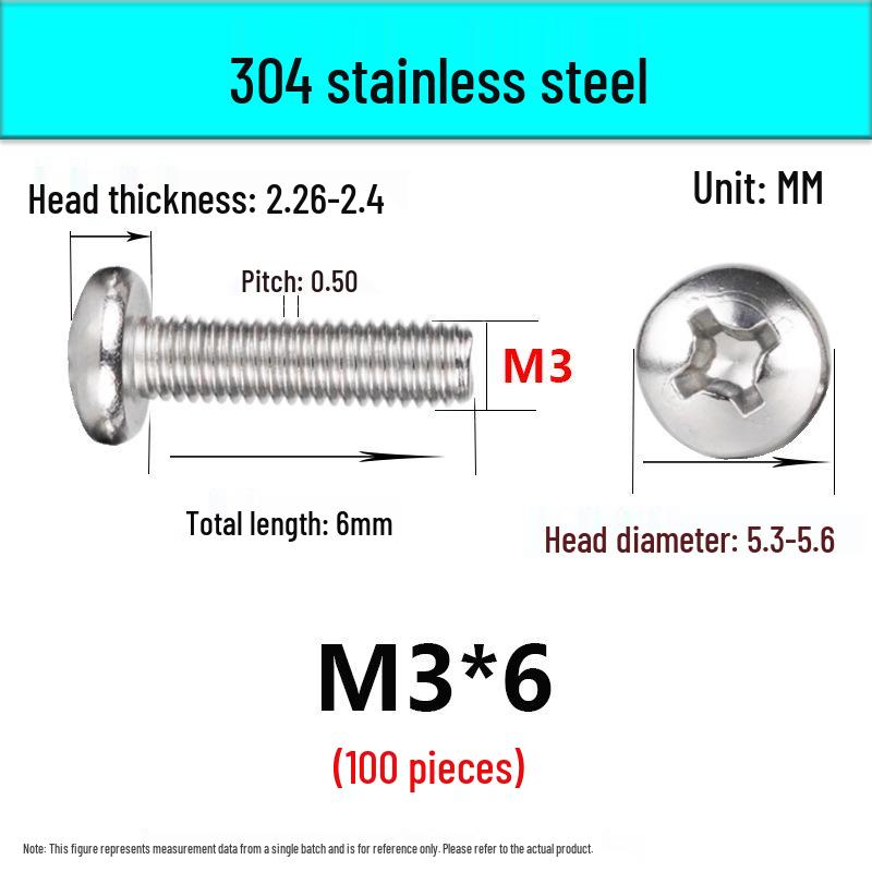 In-Stock 304 Stainless Steel Phillips Pan Head Machine Screw GB818