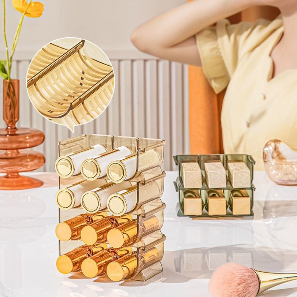 

Transparent Lipstick Storage Box Multi Grid Make Up Organizer Fashion Cosmetic Jewelry Box Home зелений