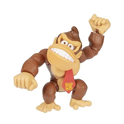 Nintendo Super Mario 6" / 15cm Tall Donkey Kong Action Figure with Pose Function, Perfect for Play and Display for Kids and Collectors Ages 3 and Up.