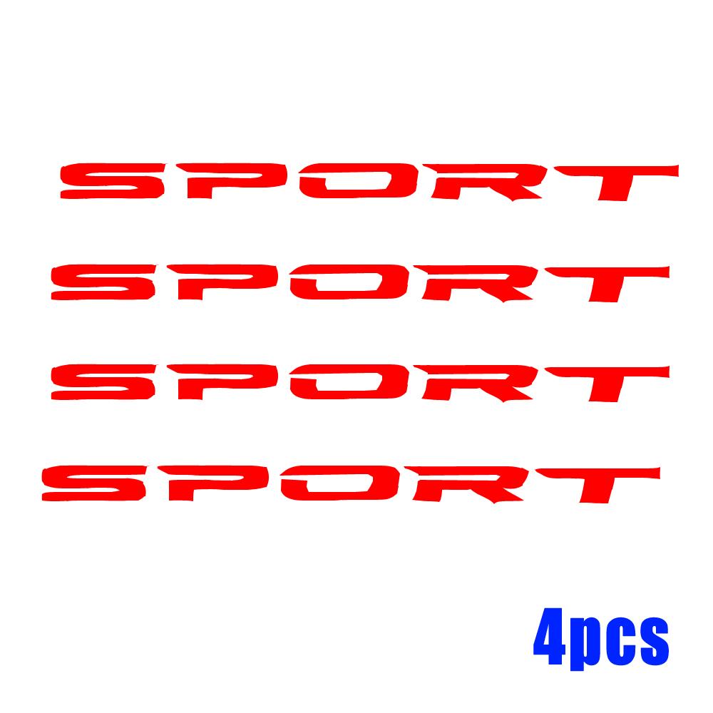 4pcs Creative Racing SPORT Letter Sticker Auto Car Rims Wheel PET Decal Waterproof Car Styling Decoration Auto Accessories