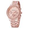 GENÈVE Genève Montre Diamant Trois Yeux Bracelet Acier Calendrier Montre Mode Féminine Loisir Montre Mécanique