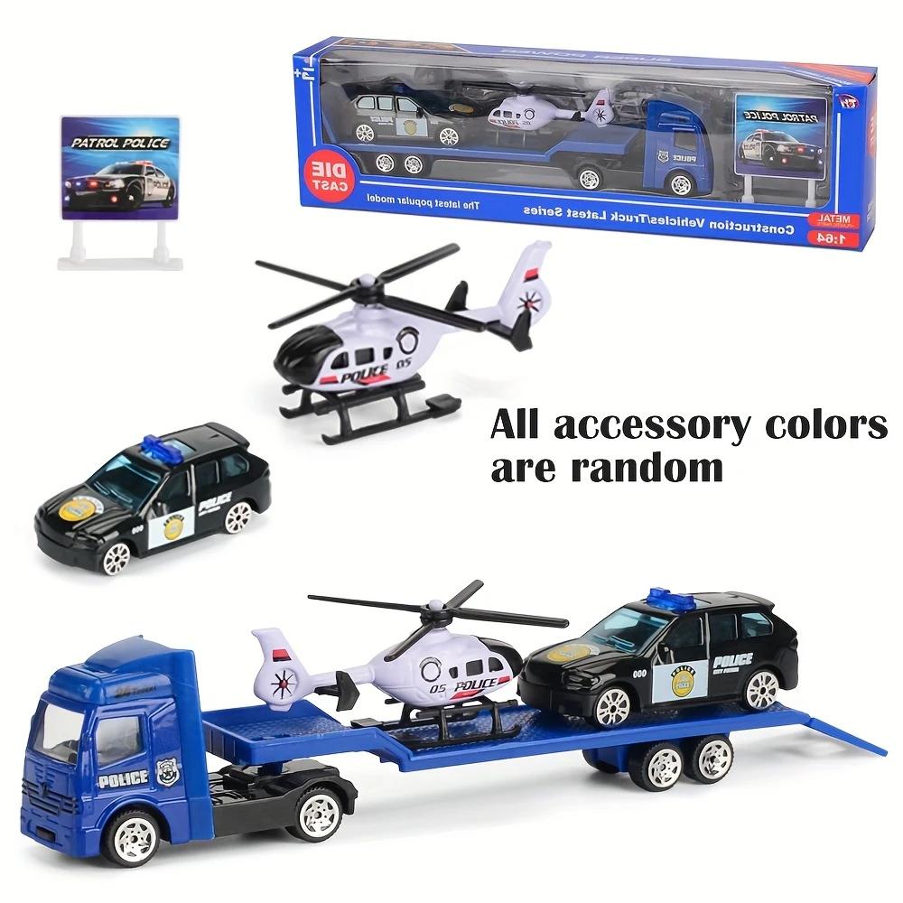 Friction Powered Carrier Truck Toy Push and Go Construction Car Toy Alloy Tow Trailer Trucks Set Gift for Toddlers Boys Girls