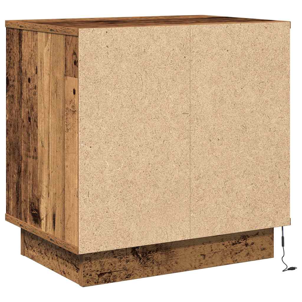 Nightstand with LED Rustic Wood Effect 50 x 34.5 x 50 cm Engineered Wood