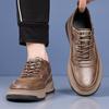 Fashion Men's Shoes 2024 Autumn New British Outdoor Fashion Casual Leather Shoes Men's Autumn Thick-soled Black Work Shoes Size 38-43