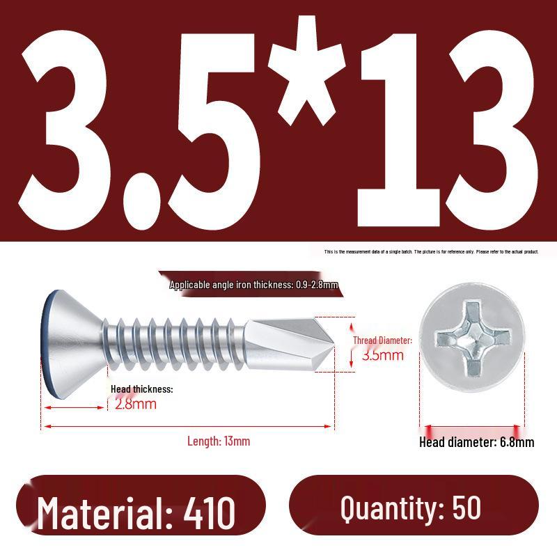 Phillips Flat Head Blue Zinc Plated Stainless Steel Self-Drilling & Self-Tapping Screws M3.9-M5.5