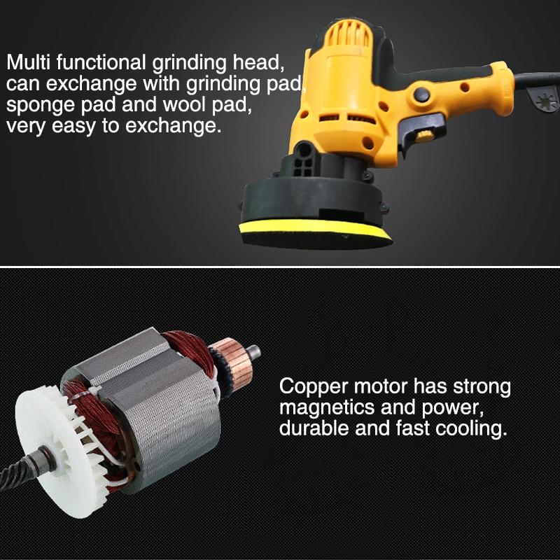 220V Car Waxing Angle Grinder Polishing Machine For Polishing Metal Furniture Adjustable-speed 125mm Pad 700W